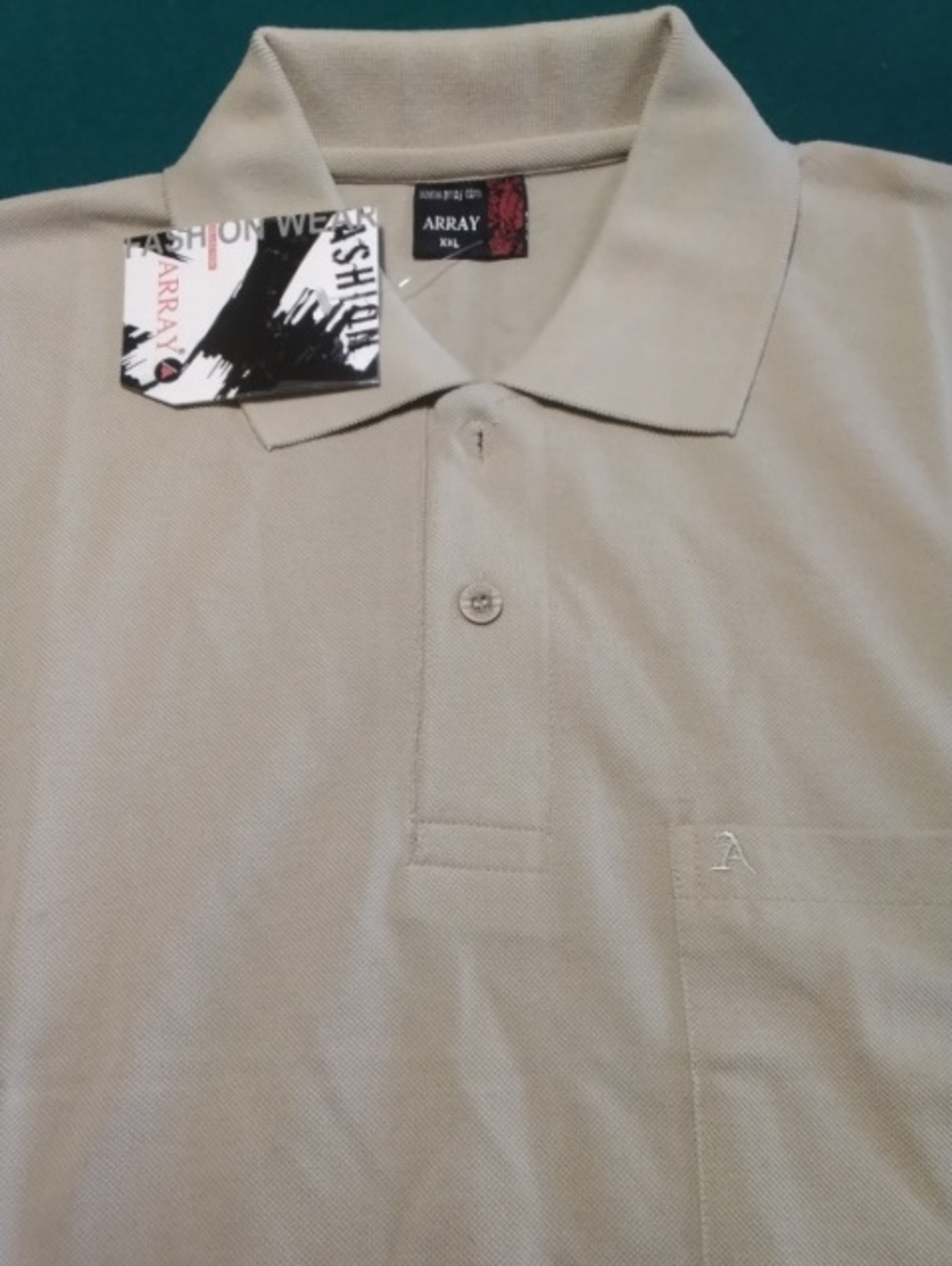 NWT Array Beige Polo Shirt with Chest Pocket , XXL , $18